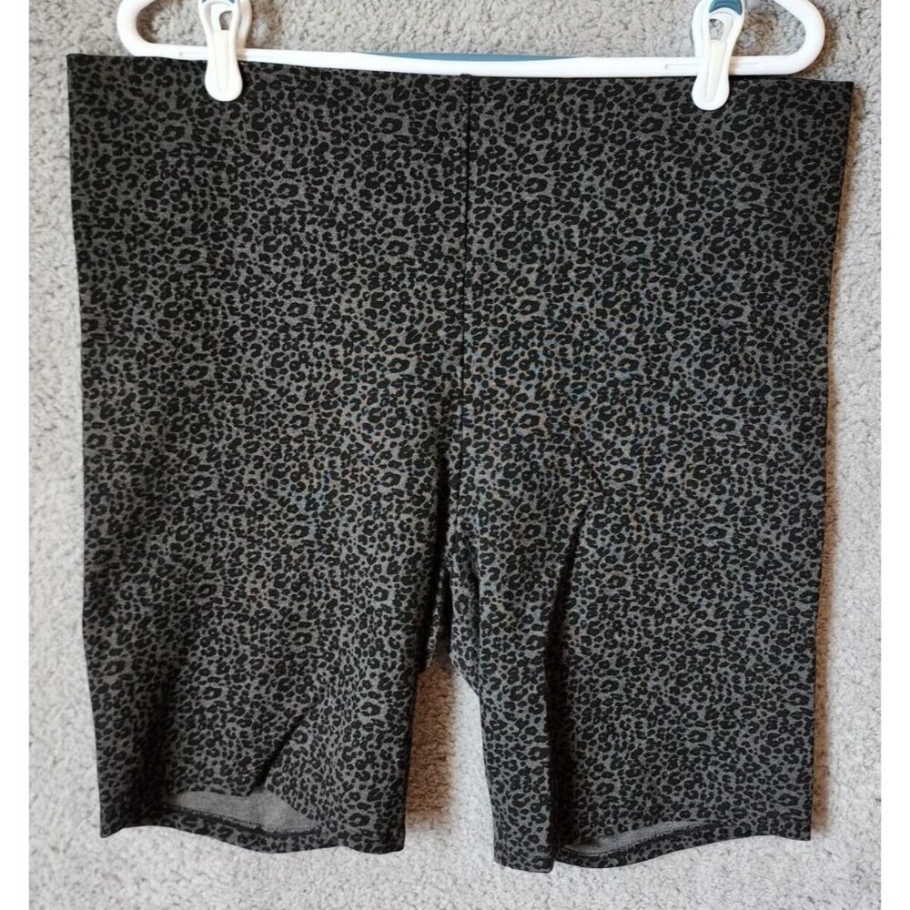 LOFT Womens Pull On Sculpt Bike Shorts Animal Leopard Print Casual Athleisure XL